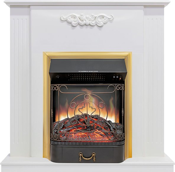 Каминокомплект Capri - Белое дерево делюкс с очагом Majestic FX Brass в Красноярске