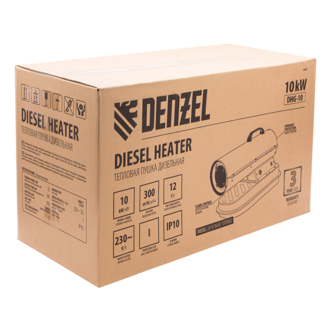 Дизельная тепловая пушка DHG-10, 10 кВт, 300 м3/ч, прямой нагрев Denzel в Красноярске