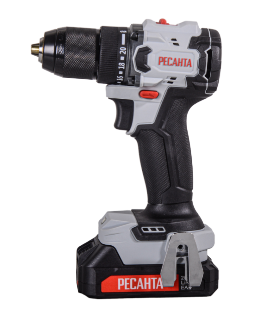 Дрель-шуруповерт аккумуляторная Ресанта ДА-20-2ЛК-БП (2,0 А/ч) (бесщеточный двигатель, 70Нм) в Красноярске