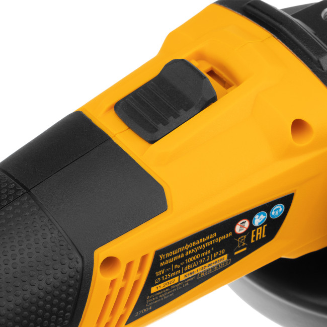 Машина углошлифовальная аккумуляторная бесщет. BLG-IB-18-125-0, Li-ion, 18 В Denzel в Красноярске Машина углошлифовальная аккумуляторная бесщет. BLG-IB-18-125-0, Li-ion, 18 В Denzel в Красноярске