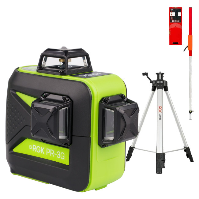 Комплект: лазерный уровень RGK PR-3G + штатив RGK LET-150 приемник RGK LD-9 рейка RGK LR-2 в Красноярске