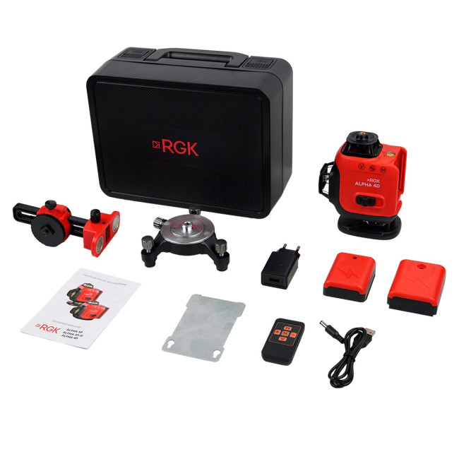 Лазерный уровень RGK ALPHA 4D с калибровкой с зелёным лучом в Красноярске