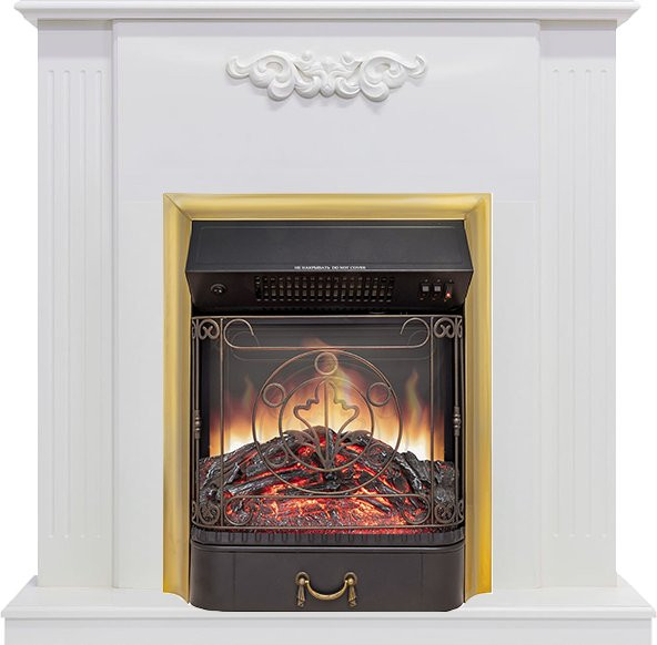 Каминокомплект Capri - Белое дерево делюкс с очагом Majestic FX M Brass в Красноярске