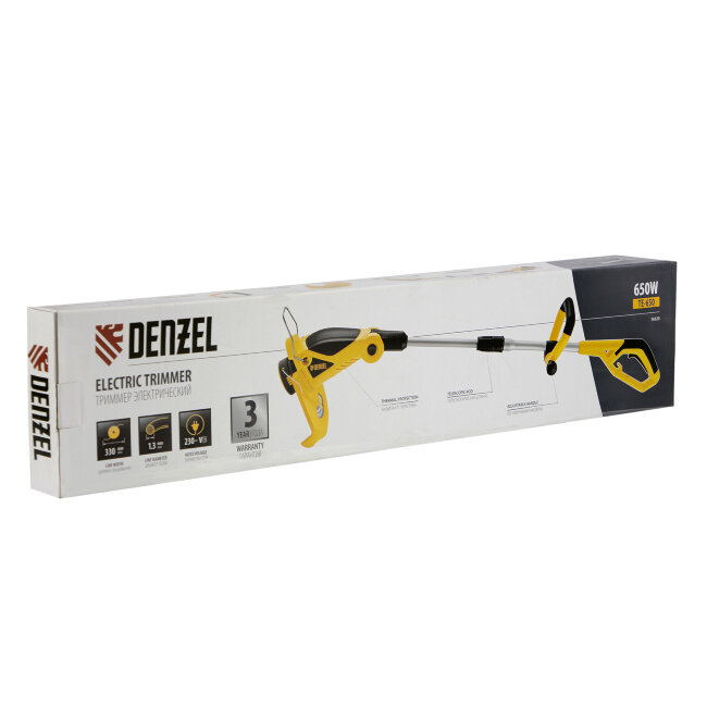 Триммер электрический TE-650, 650Вт,330мм,катушка автомат,телескоп.штанга,регул. углы накл. Denzel в Красноярске