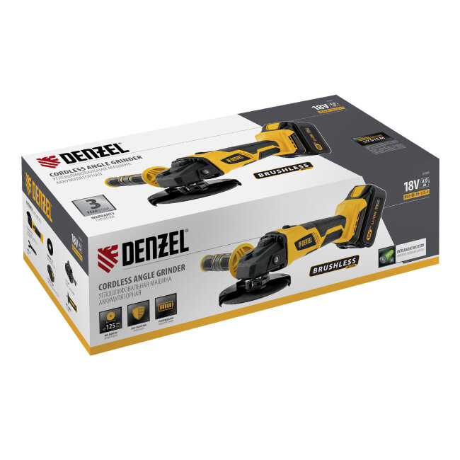 Машина углошлифовальная аккумуляторная бесщет. BLG-IB-18-125-4, Li-ion, 18 В Denzel в Красноярске Машина углошлифовальная аккумуляторная бесщет. BLG-IB-18-125-4, Li-ion, 18 В Denzel в Красноярске