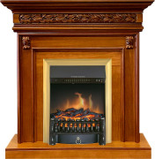 Каминокомплект Valletta - Орех с очагом Fobos FX Brass Каминокомплект Valletta - Орех с очагом Fobos FX Brass