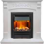 Каминокомплект Sorrento угловой - Белый дуб с очагом Brookline Black Каминокомплект Sorrento угловой - Белый дуб с очагом Brookline Black