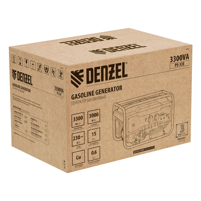 Генератор бензиновый PS-33E, 3.3 кВт, 230В, 15 л, электростартер Denzel в Красноярске Генератор бензиновый PS-33E, 3.3 кВт, 230В, 15 л, электростартер Denzel в Красноярске