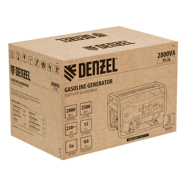Генератор бензиновый PS 28, 2.8 кВт, 230 В, 15 л, ручной стартер Denzel в Красноярске Генератор бензиновый PS 28, 2.8 кВт, 230 В, 15 л, ручной стартер Denzel в Красноярске