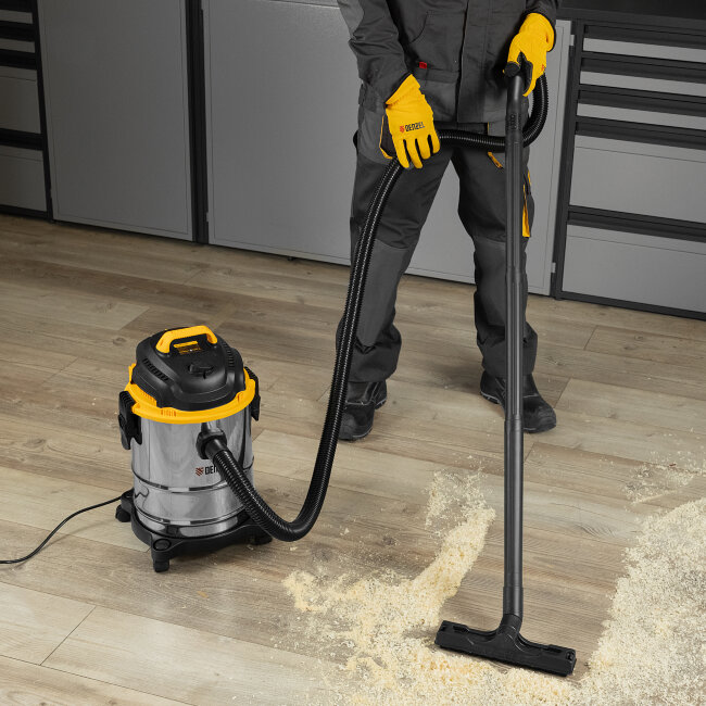 Пылесос строительный SVC15, 1200 Вт, бак 15 л, шланг 2 м Denzel в Красноярске Пылесос строительный SVC15, 1200 Вт, бак 15 л, шланг 2 м Denzel в Красноярске