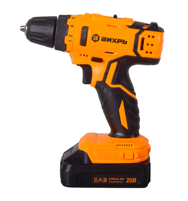 Дрель-шуруповерт аккумуляторная Вихрь ДА-20Л-2КА с набором оснастки 65 предметов в Красноярске