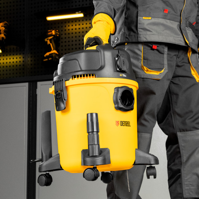 Пылесос строительный RVC20, 1400 Вт, бак 20 л, шланг 3 м, розетка с автосинхр. Denzel в Красноярске