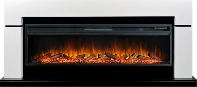 Каминокомплект Lindos 60 - Белый с черным с очагом Vision 60 LOG LED в Красноярске