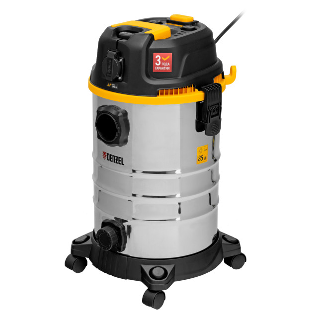 Пылесос строительный RVC30, 1400 Вт, бак 30 л, шланг 3 м, розетка с автосинхр. Denzel в Красноярске