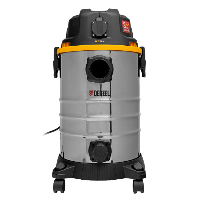 Пылесос строительный RVC30, 1400 Вт, бак 30 л, шланг 3 м, розетка с автосинхр. Denzel в Красноярске