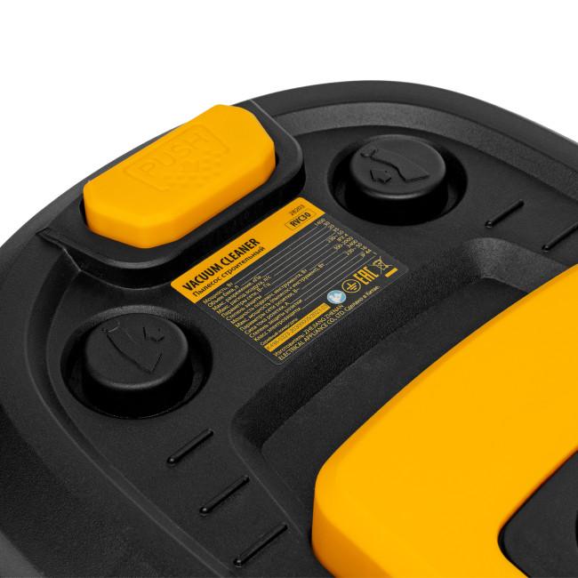 Пылесос строительный RVC30, 1400 Вт, бак 30 л, шланг 3 м, розетка с автосинхр. Denzel в Красноярске