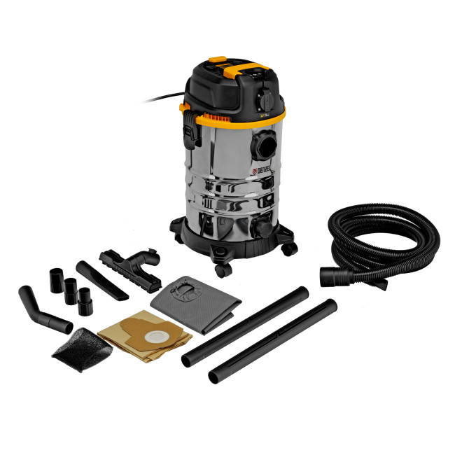 Пылесос строительный RVC30, 1400 Вт, бак 30 л, шланг 3 м, розетка с автосинхр. Denzel в Красноярске