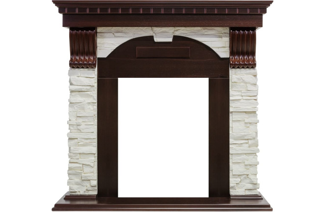 Каминокомплект Dublin - Темный дуб / Сланец белый с очагом Danville Antique Brass FB2 в Красноярске