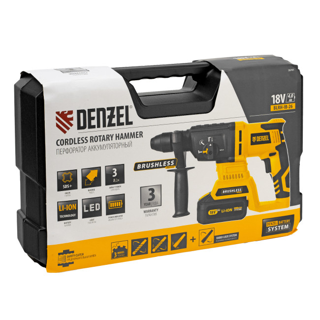 Перфоратор аккумуляторный BLRH-IB-26 Li-Ion, 18 В Denzel в Красноярске