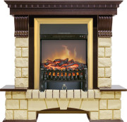Каминокомплект Pierre Luxe - Темный дуб / Шампань с очагом Fobos FX M Brass