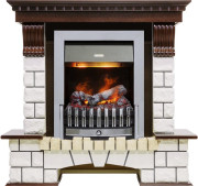 Каминокомплект Pierre Luxe - Темный дуб / Белый (Высота 1020мм) с очагом Danville Chrome FB2