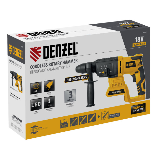 Перфоратор аккумуляторный BLRH-IB-26-0 Li-Ion, 18 В Denzel в Красноярске