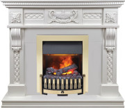 Каминокомплект Corsica - Матовый белый (Ширина 1100) с очагом Danville Brass FB2