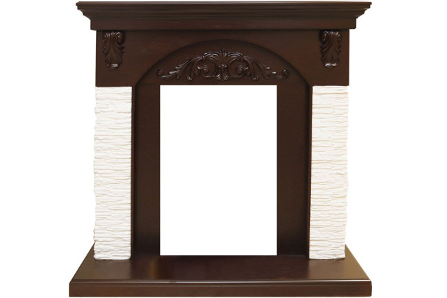 Каминокомплект Bern Сланец мелкий белый / Темный дуб с очагом Danville Black FB2 в Красноярске