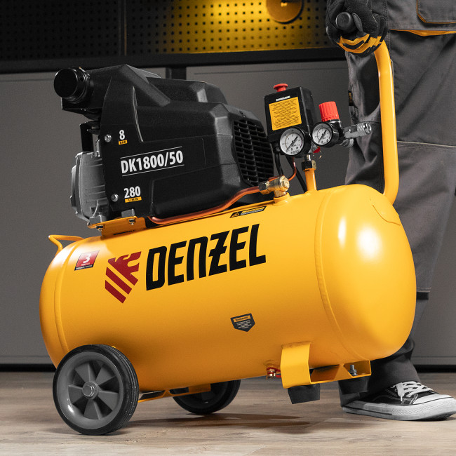 Компрессор воздушный DK1800/50, Х-PRO 1.8 кВт, 280л/мин, 50л Denzel в Красноярске