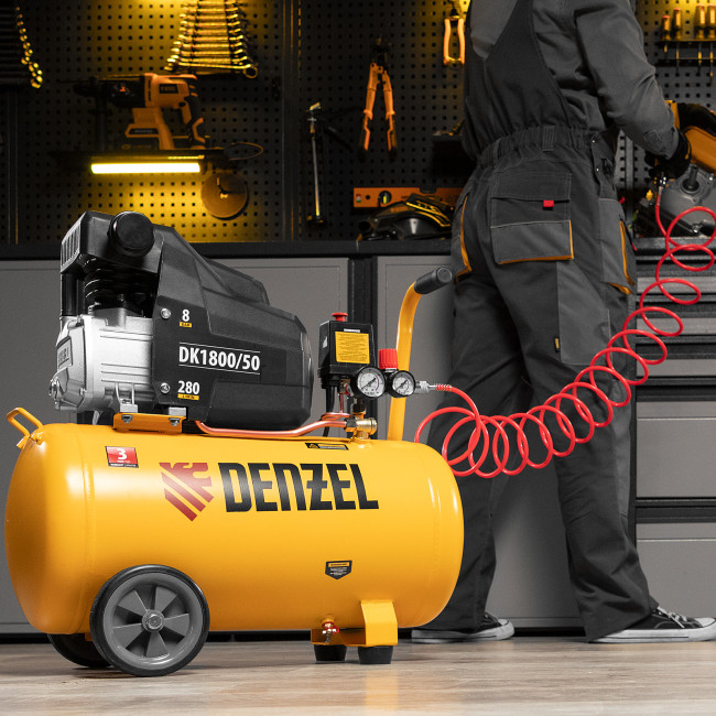 Компрессор воздушный DK1800/50, Х-PRO 1.8 кВт, 280л/мин, 50л Denzel в Красноярске