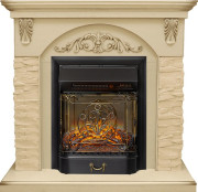 Каминокомплект Bern Сланец крупный бежевый / Алебастр темная патина с очагом Majestic FX M Black RC Каминокомплект Bern Сланец крупный бежевый / Алебастр темная патина с очагом Majestic FX M Black RC