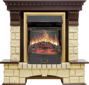 Каминокомплект Pierre Luxe - Темный дуб / Шампань с очагом Majestic FX Brass Каминокомплект Pierre Luxe - Темный дуб / Шампань с очагом Majestic FX Brass