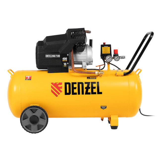 Компрессор воздушный DKV2200/100, Х-PRO 2.2 кВт, 400 л/мин, 100л Denzel в Красноярске