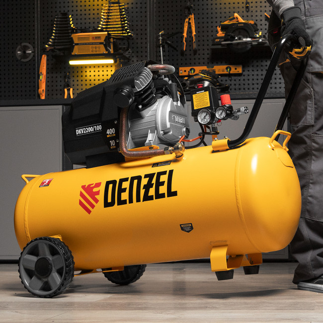 Компрессор воздушный DKV2200/100, Х-PRO 2.2 кВт, 400 л/мин, 100л Denzel в Красноярске