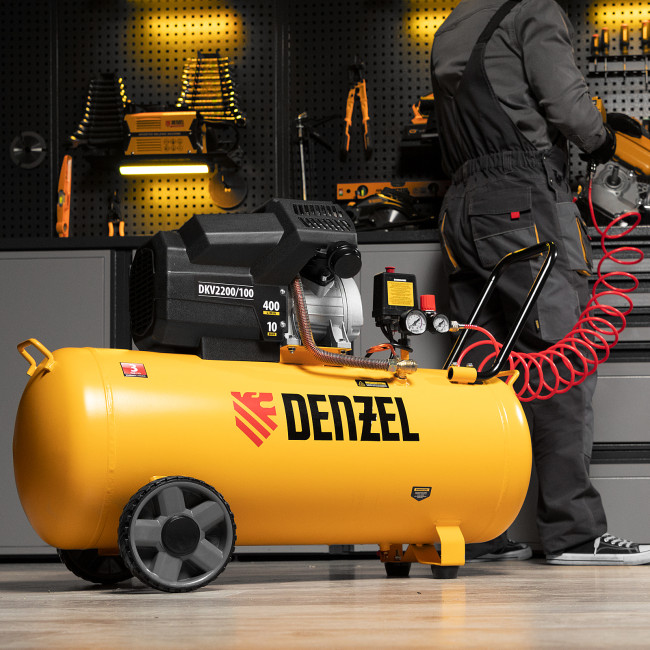 Компрессор воздушный DKV2200/100, Х-PRO 2.2 кВт, 400 л/мин, 100л Denzel в Красноярске