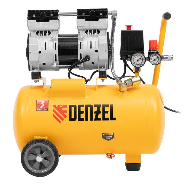 Компрессор DLS950/24 безмаслянный малошумный 950 Вт, 165 л/мин, ресивер 24 л Denzel в Красноярске