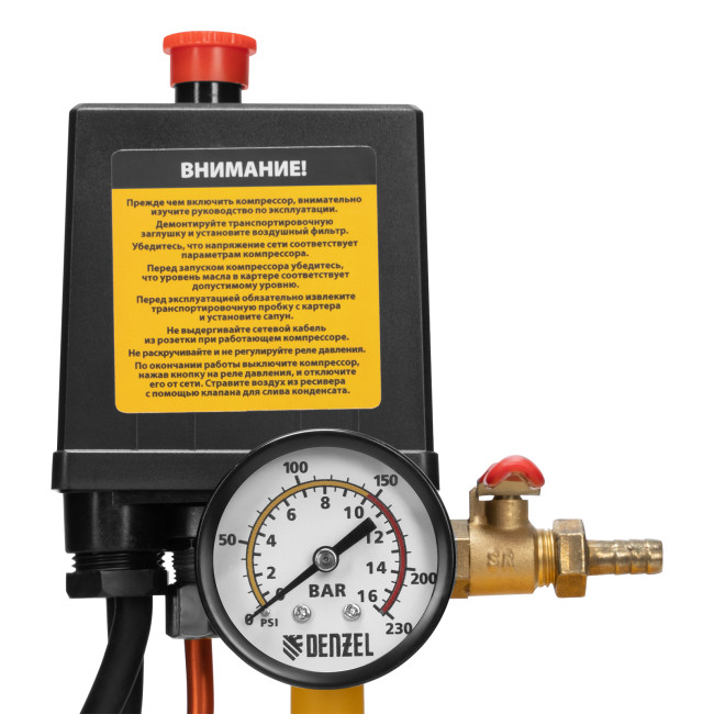 Компрессор воздушный BCV2300/100, ременный привод, 2.3 кВт, 100 литров, 440 л/мин Denzel в Красноярске