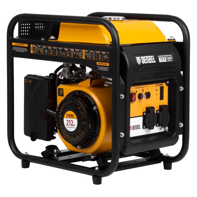 Генератор инверторный GT-3500iF, 3.5 кВт, 230 В, бак 5 л, открытый корпус, ручной старт Denzel в Красноярске