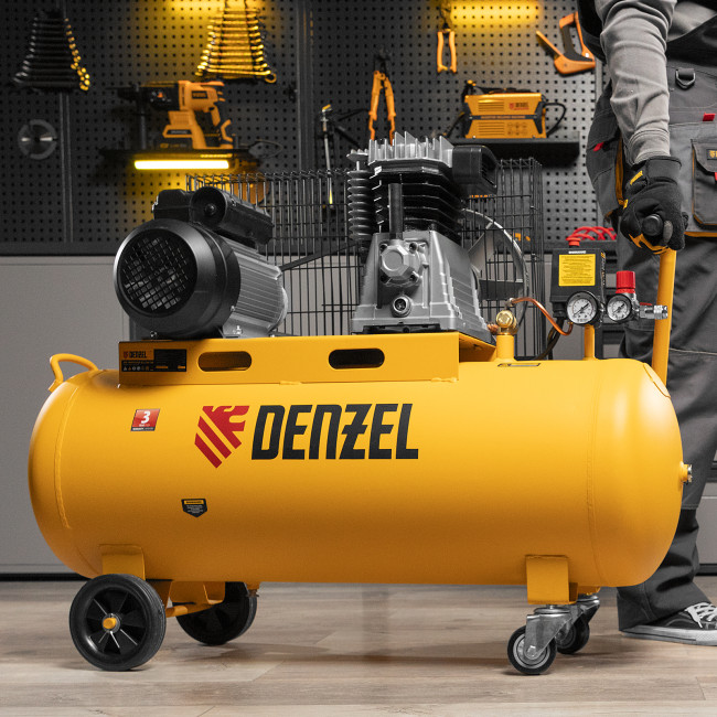 Компрессор воздушный BCI2300/100, ременный привод, 2.3 кВт, 100 литров, 400 л/мин Denzel в Красноярске