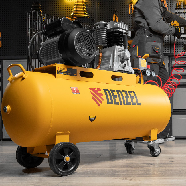 Компрессор воздушный BCI2300/100, ременный привод, 2.3 кВт, 100 литров, 400 л/мин Denzel в Красноярске