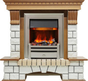 Каминокомплект Pierre Luxe - Дуб / Белый (Высота 1020мм) с очагом Chesford