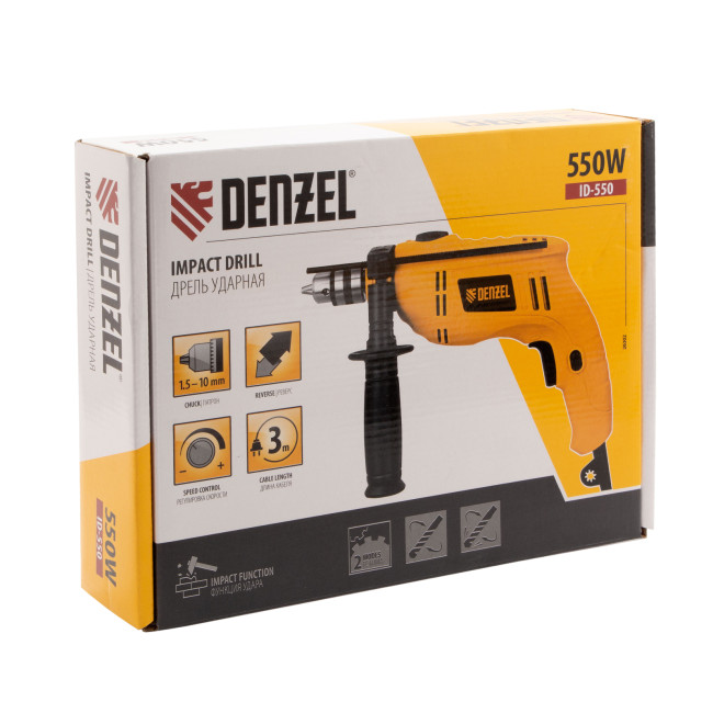 Дрель ударная ID-550, 550 Вт, 0-2900 об/мин, 46400 уд/мин Denzel в Красноярске