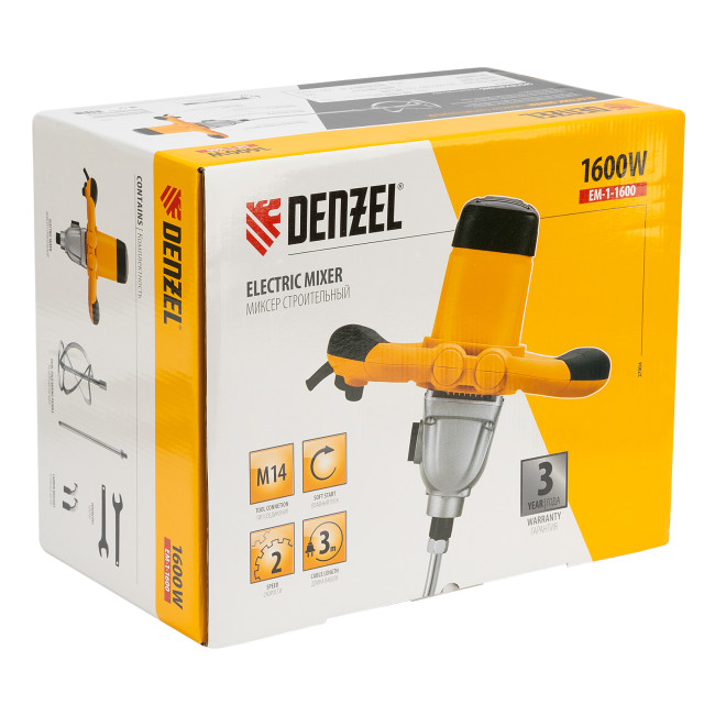 Миксер строительный EM-1-1600, 1600 Вт, 180-460/300-750 об/мин Denzel в Красноярске Миксер строительный EM-1-1600, 1600 Вт, 180-460/300-750 об/мин Denzel в Красноярске