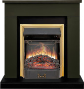Каминокомплект Bergen (Разборный) - Темная олива (Ширина 900 мм) с очагом Majestic FX Brass