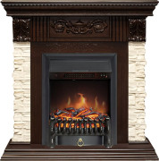 Каминокомплект Luxemburg (каменный) - Сланец/Темный дуб с очагом Fobos FX Black Каминокомплект Luxemburg (каменный) - Сланец/Темный дуб с очагом Fobos FX Black