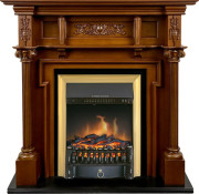 Каминокомплект Oxford - Орех с очагом Fobos FX Brass Каминокомплект Oxford - Орех с очагом Fobos FX Brass