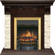Каминокомплект Luxemburg (каменный) - Сланец/Темный дуб с очагом Fobos FX Brass Каминокомплект Luxemburg (каменный) - Сланец/Темный дуб с очагом Fobos FX Brass