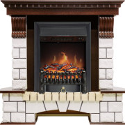 Каминокомплект Pierre Luxe - Темный дуб / Белый с очагом Fobos FX Black Каминокомплект Pierre Luxe - Темный дуб / Белый с очагом Fobos FX Black