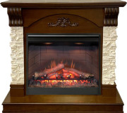 Каминокомплект Prague - Темный дуб/Сланец бежевый с очагом Symphony 26'' DF2608-INT