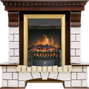 Каминокомплект Pierre Luxe - Темный дуб / Белый с очагом Fobos FX Brass Каминокомплект Pierre Luxe - Темный дуб / Белый с очагом Fobos FX Brass